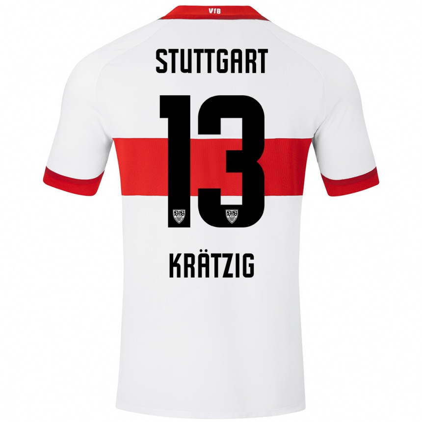 Niño Fútbol Camiseta Frans Krätzig #13 Blanco Rojo 1ª Equipación 2024/25 Perú