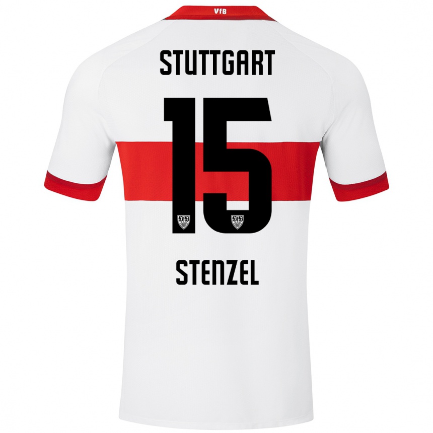 Niño Fútbol Camiseta Pascal Stenzel #15 Blanco Rojo 1ª Equipación 2024/25 Perú