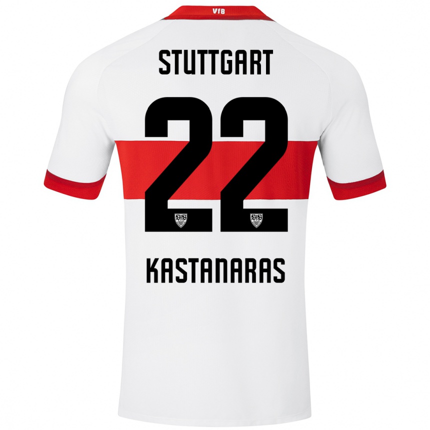 Niño Fútbol Camiseta Thomas Kastanaras #22 Blanco Rojo 1ª Equipación 2024/25 Perú