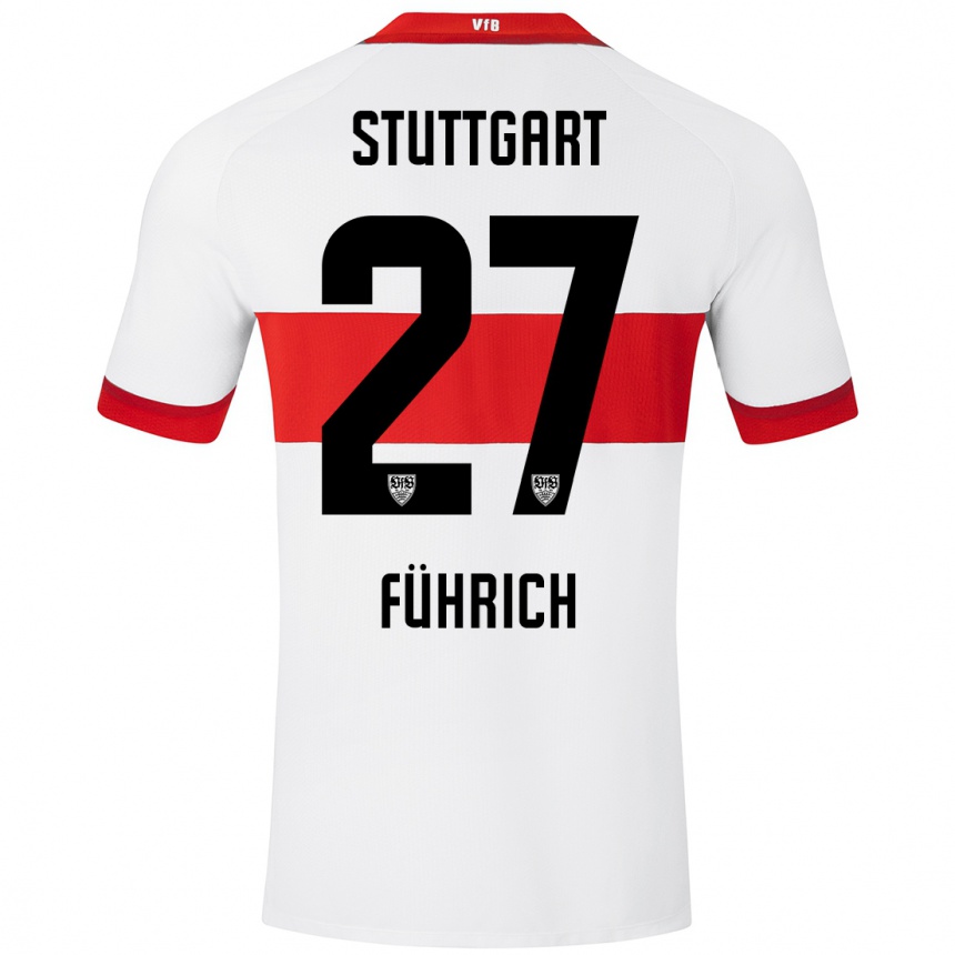 Niño Fútbol Camiseta Chris Führich #27 Blanco Rojo 1ª Equipación 2024/25 Perú