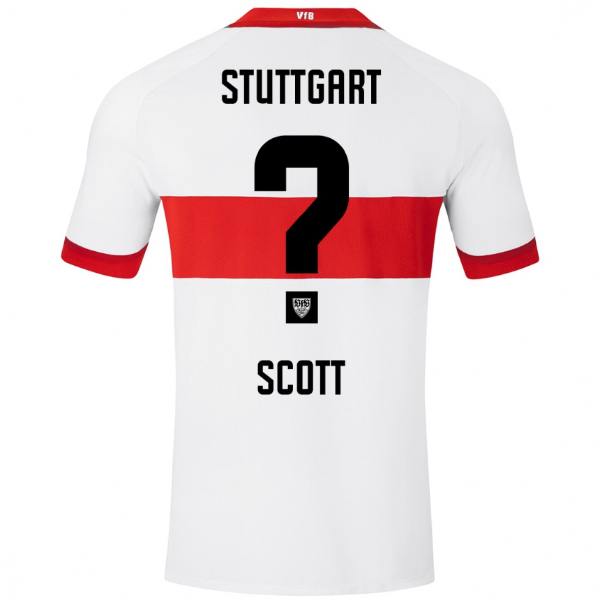 Niño Fútbol Camiseta Elijah Scott #0 Blanco Rojo 1ª Equipación 2024/25 Perú