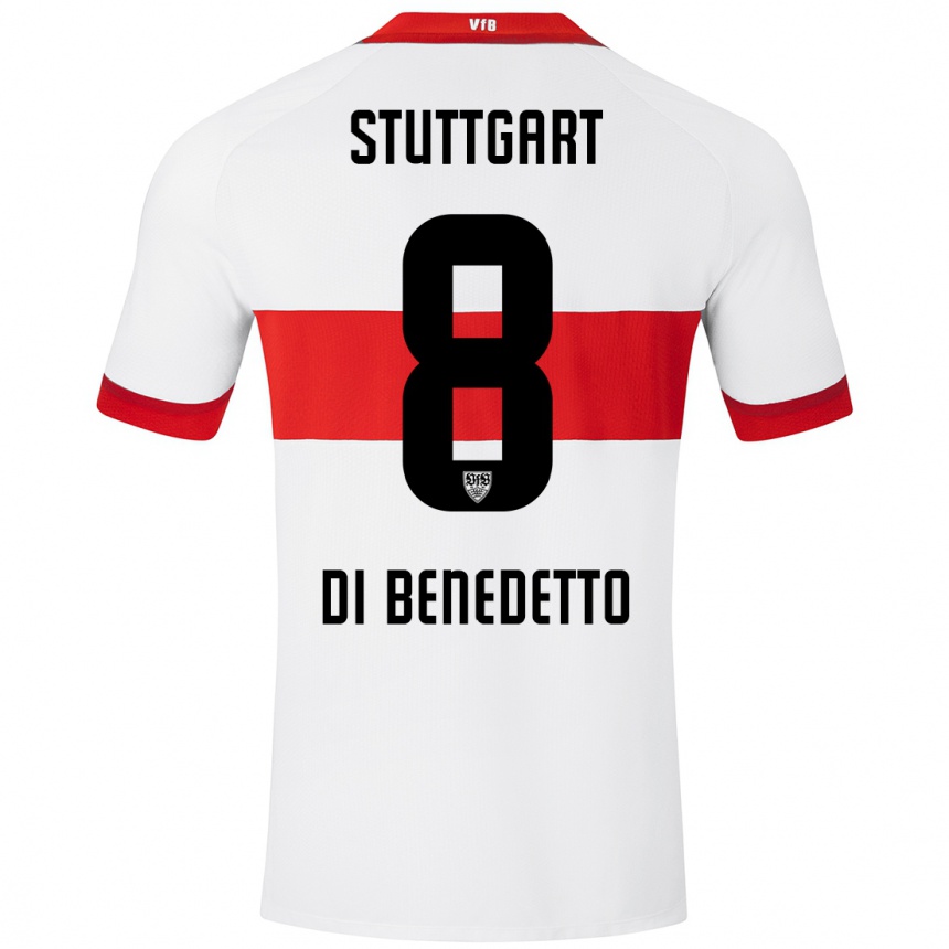 Niño Fútbol Camiseta Samuele Di Benedetto #8 Blanco Rojo 1ª Equipación 2024/25 Perú