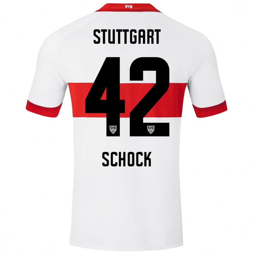 Niño Fútbol Camiseta Florian Schock #42 Blanco Rojo 1ª Equipación 2024/25 Perú