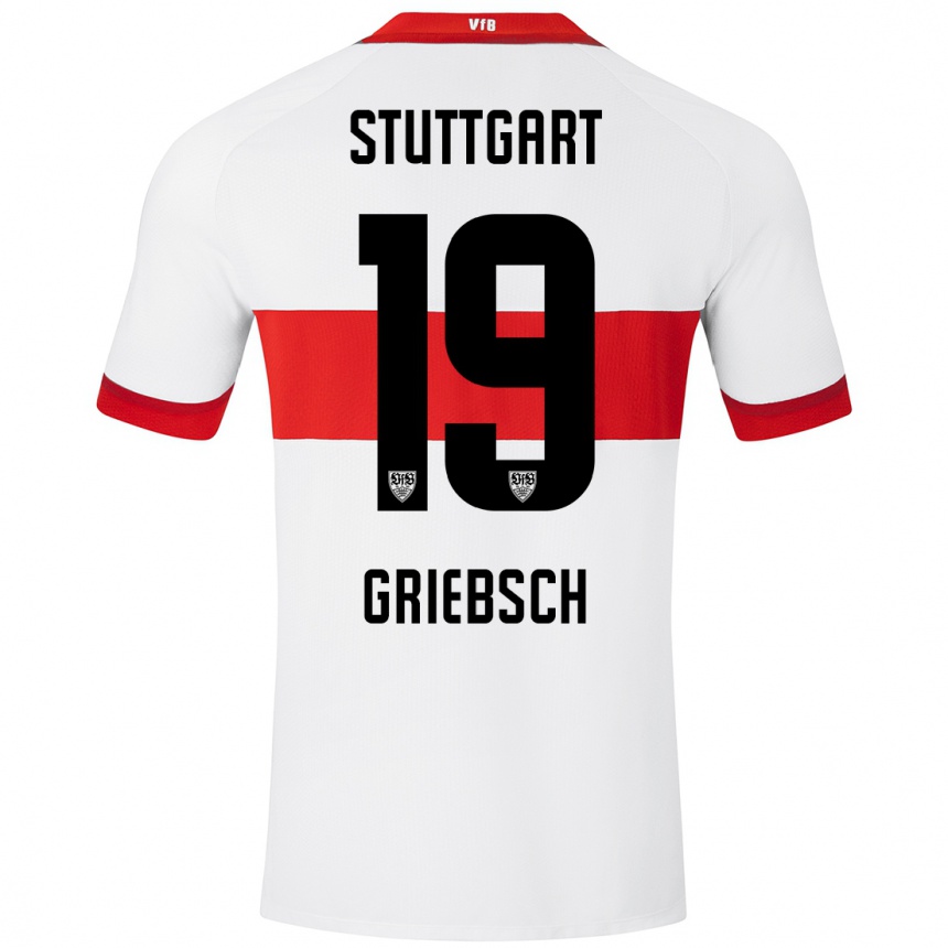 Niño Fútbol Camiseta Lukas Griebsch #19 Blanco Rojo 1ª Equipación 2024/25 Perú