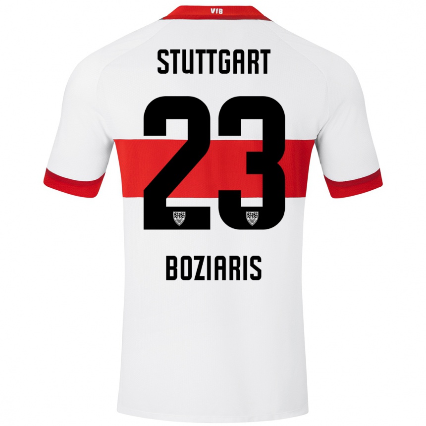 Niño Fútbol Camiseta Giannis Boziaris #23 Blanco Rojo 1ª Equipación 2024/25 Perú