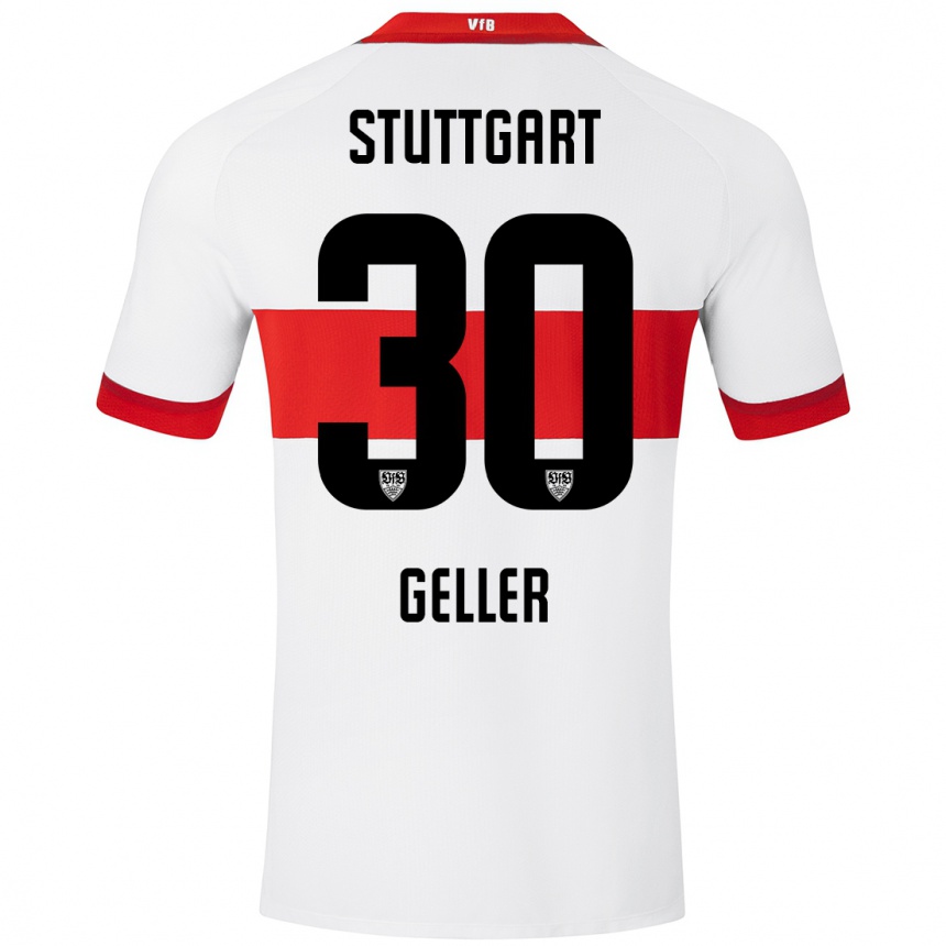 Niño Fútbol Camiseta Robert Geller #30 Blanco Rojo 1ª Equipación 2024/25 Perú