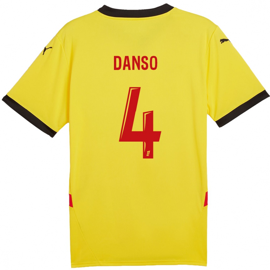 Niño Fútbol Camiseta Kevin Danso #4 Amarillo Rojo 1ª Equipación 2024/25 Perú