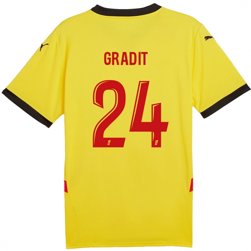 Niño Fútbol Camiseta Jonathan Gradit #24 Amarillo Rojo 1ª Equipación 2024/25 Perú