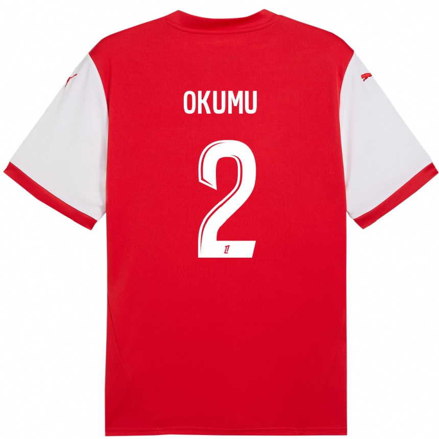 Niño Fútbol Camiseta Joseph Okumu #2 Rojo Blanco 1ª Equipación 2024/25 Perú