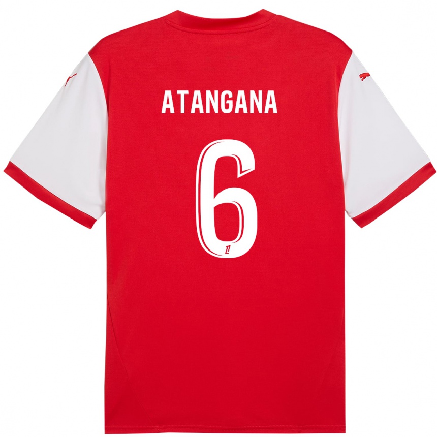 Niño Fútbol Camiseta Valentin Atangana Edoa #6 Rojo Blanco 1ª Equipación 2024/25 Perú