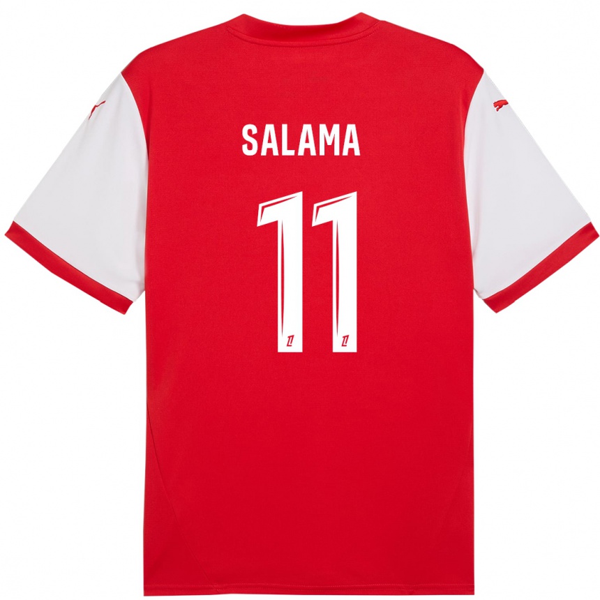 Niño Fútbol Camiseta Amine Salama #11 Rojo Blanco 1ª Equipación 2024/25 Perú