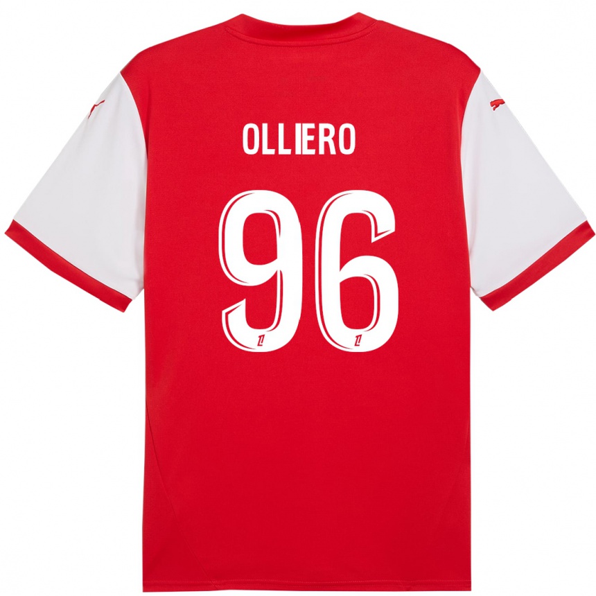 Niño Fútbol Camiseta Alexandre Olliero #96 Rojo Blanco 1ª Equipación 2024/25 Perú