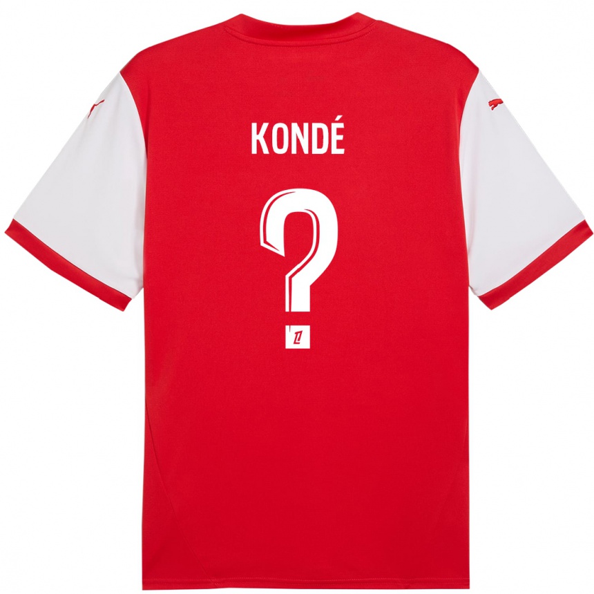 Niño Fútbol Camiseta Jean-Charles Kondé #0 Rojo Blanco 1ª Equipación 2024/25 Perú