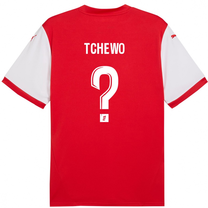 Niño Fútbol Camiseta Ryan Tchapda Tchewo #0 Rojo Blanco 1ª Equipación 2024/25 Perú