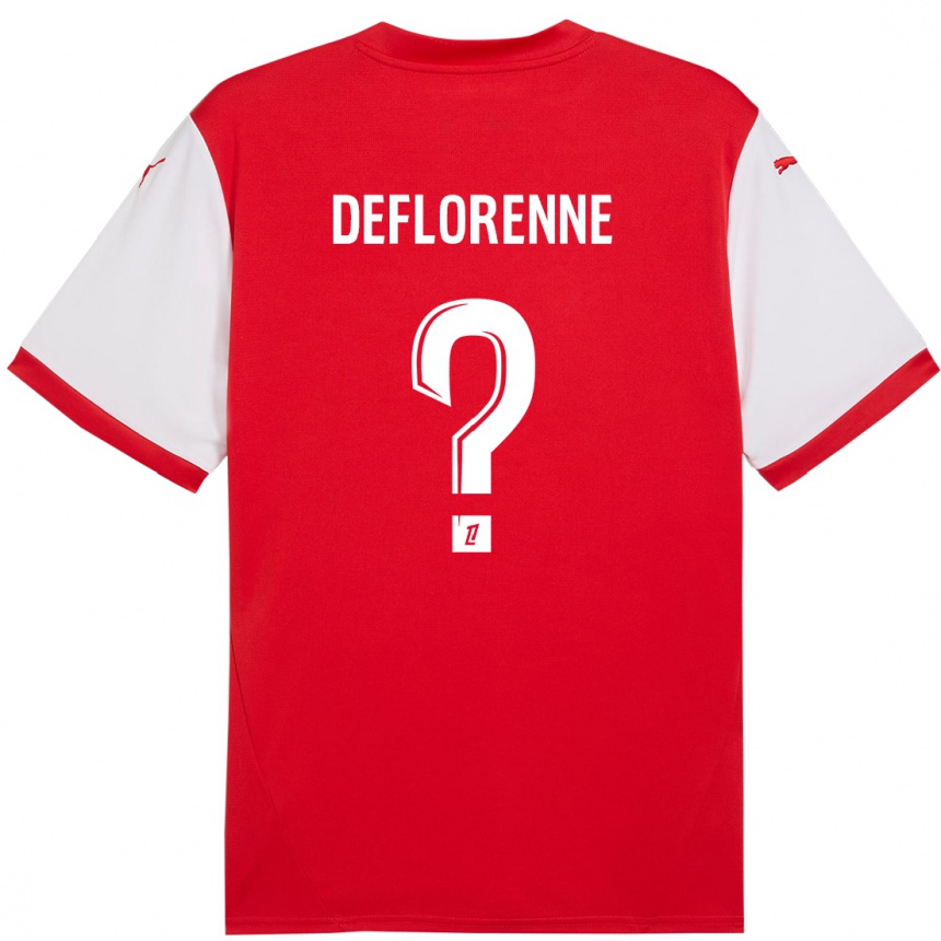 Niño Fútbol Camiseta Théo Deflorenne #0 Rojo Blanco 1ª Equipación 2024/25 Perú