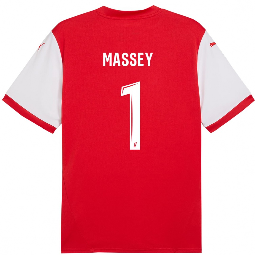 Niño Fútbol Camiseta Kayza Massey #1 Rojo Blanco 1ª Equipación 2024/25 Perú