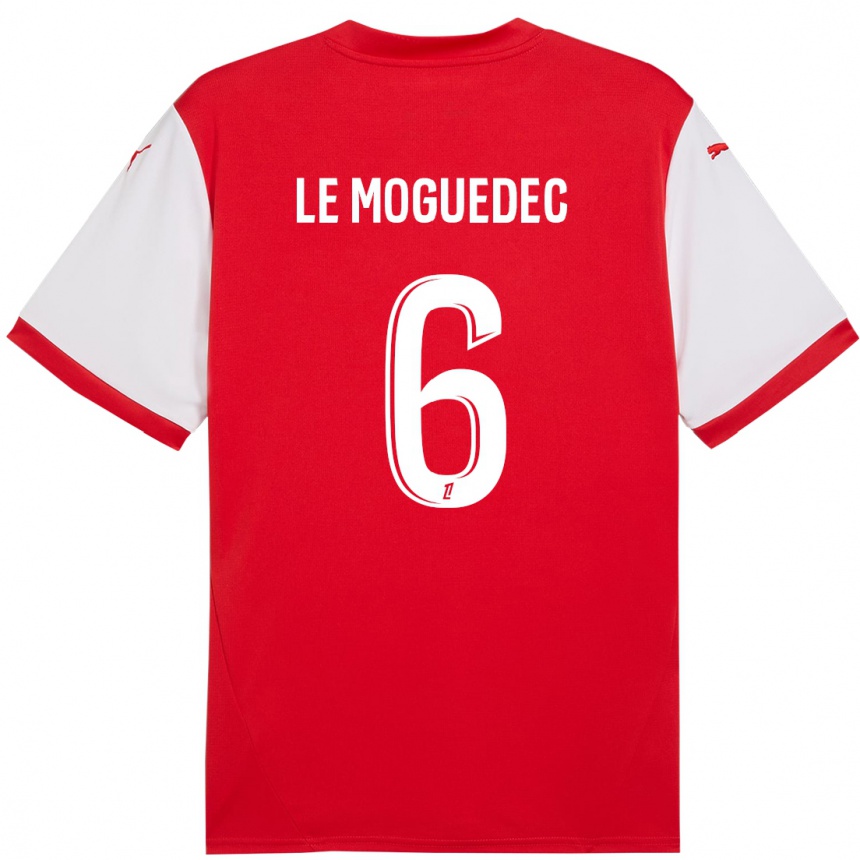 Niño Fútbol Camiseta Anaële Le Moguédec #6 Rojo Blanco 1ª Equipación 2024/25 Perú