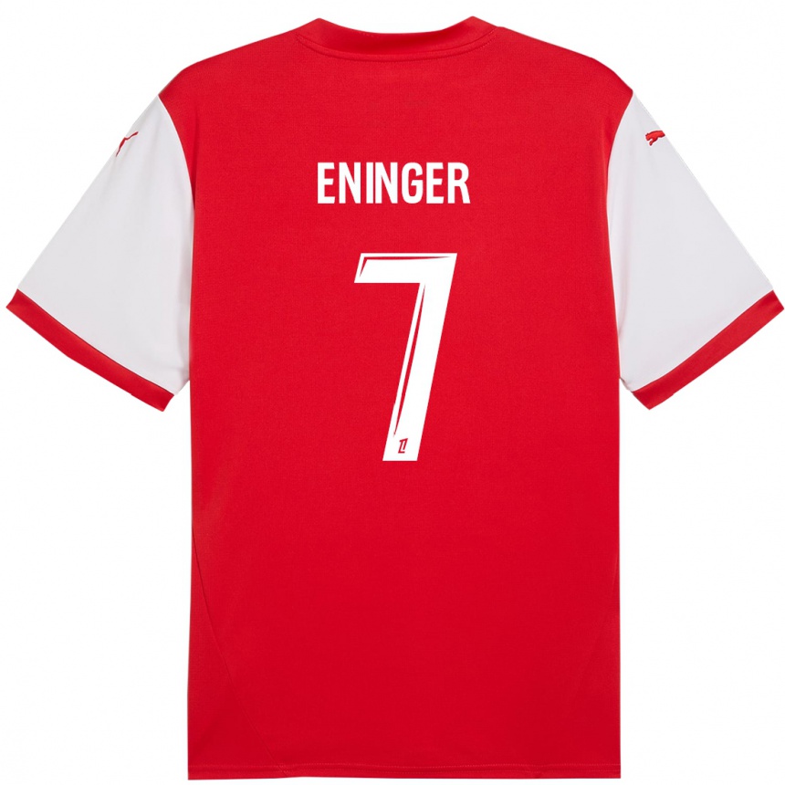 Niño Fútbol Camiseta Thelma Eninger #7 Rojo Blanco 1ª Equipación 2024/25 Perú