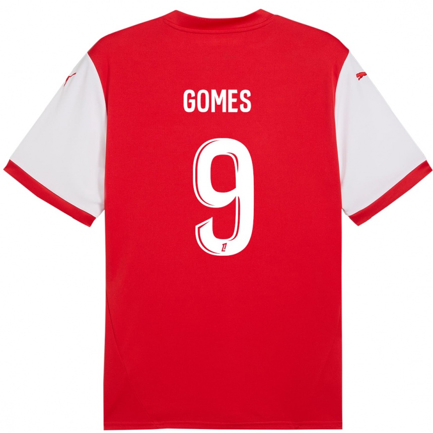 Niño Fútbol Camiseta Mélissa Gomes #9 Rojo Blanco 1ª Equipación 2024/25 Perú