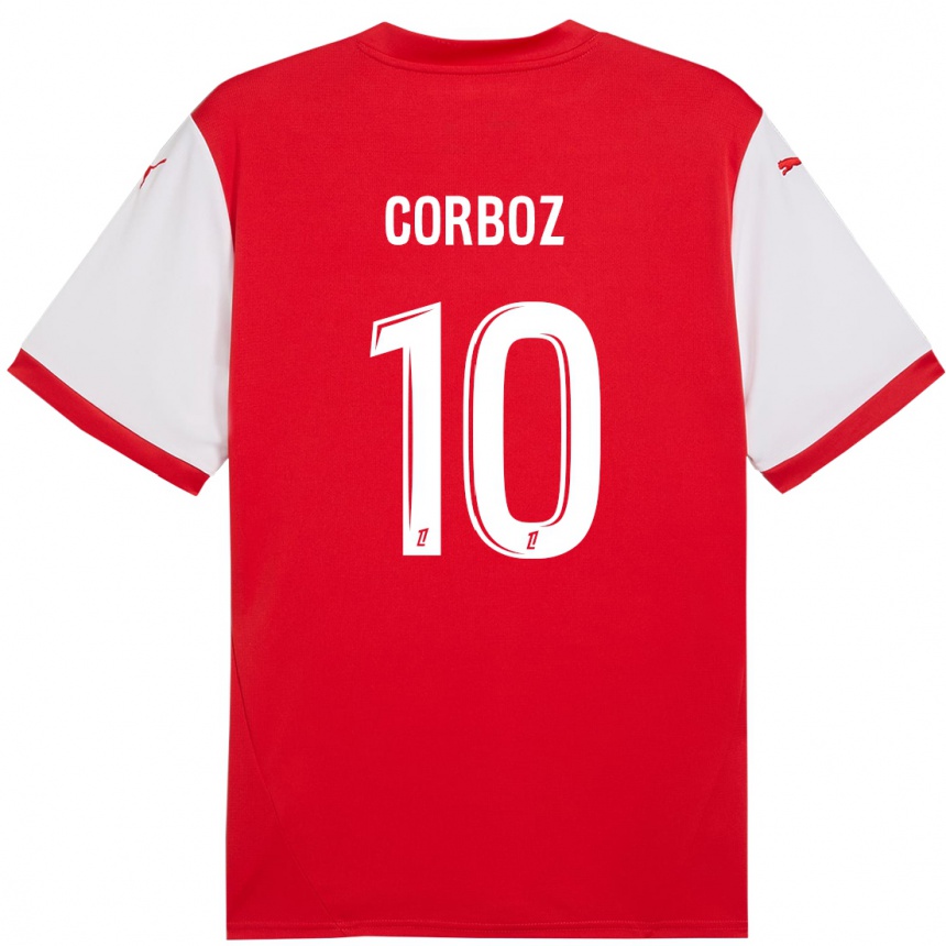 Niño Fútbol Camiseta Rachel Corboz #10 Rojo Blanco 1ª Equipación 2024/25 Perú