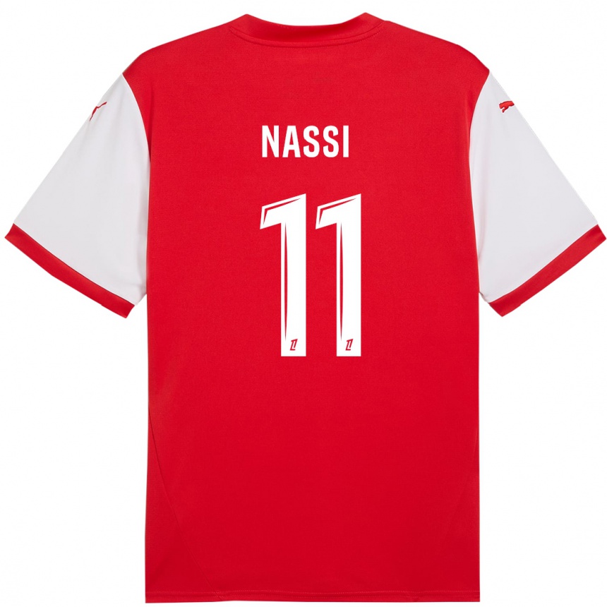 Niño Fútbol Camiseta Jade Nassi #11 Rojo Blanco 1ª Equipación 2024/25 Perú