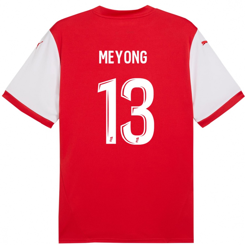 Niño Fútbol Camiseta Charlène Meyong #13 Rojo Blanco 1ª Equipación 2024/25 Perú