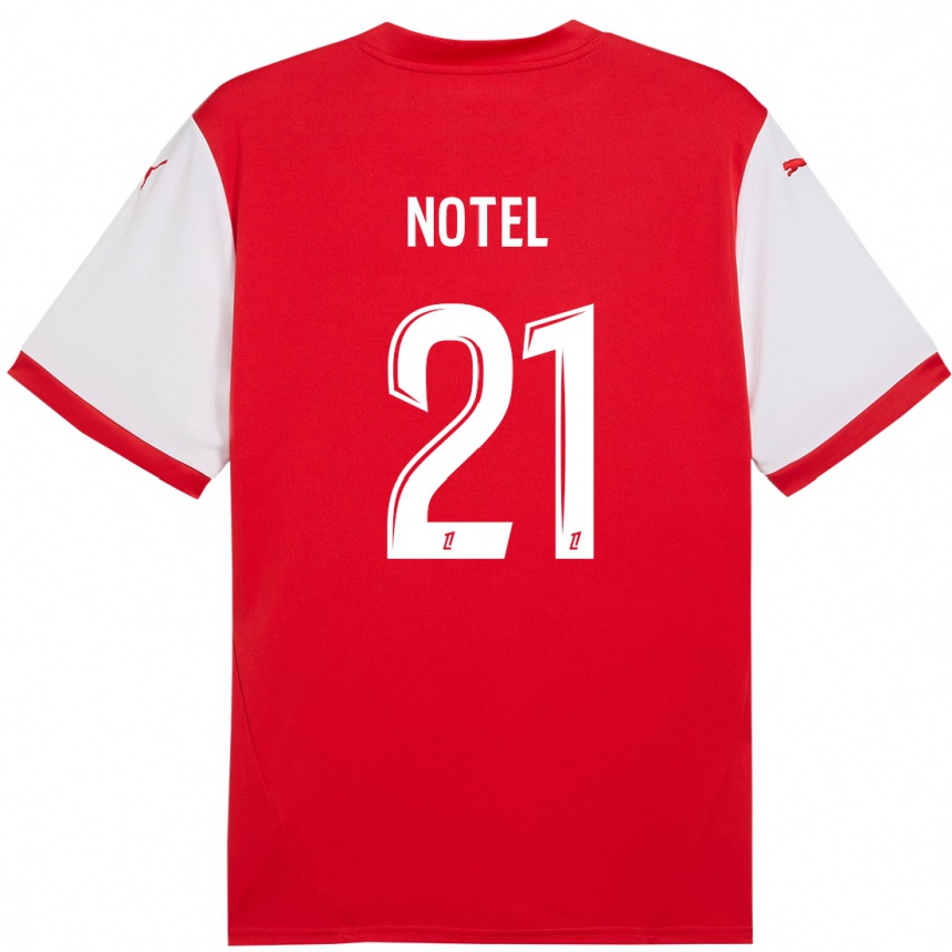 Niño Fútbol Camiseta Lea Notel #21 Rojo Blanco 1ª Equipación 2024/25 Perú