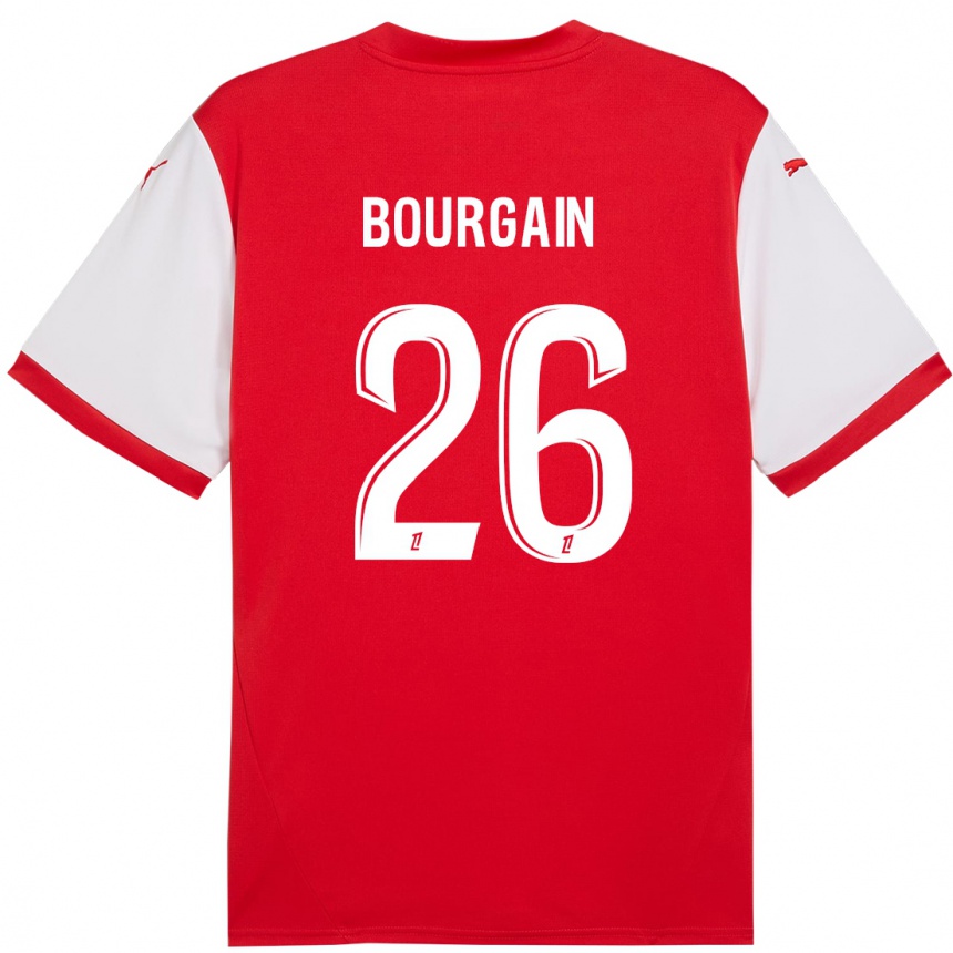 Niño Fútbol Camiseta Lea Bourgain #26 Rojo Blanco 1ª Equipación 2024/25 Perú