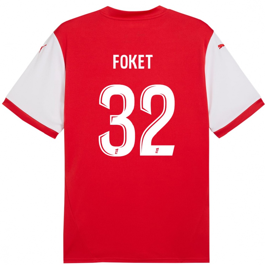 Niño Fútbol Camiseta Thomas Foket #32 Rojo Blanco 1ª Equipación 2024/25 Perú