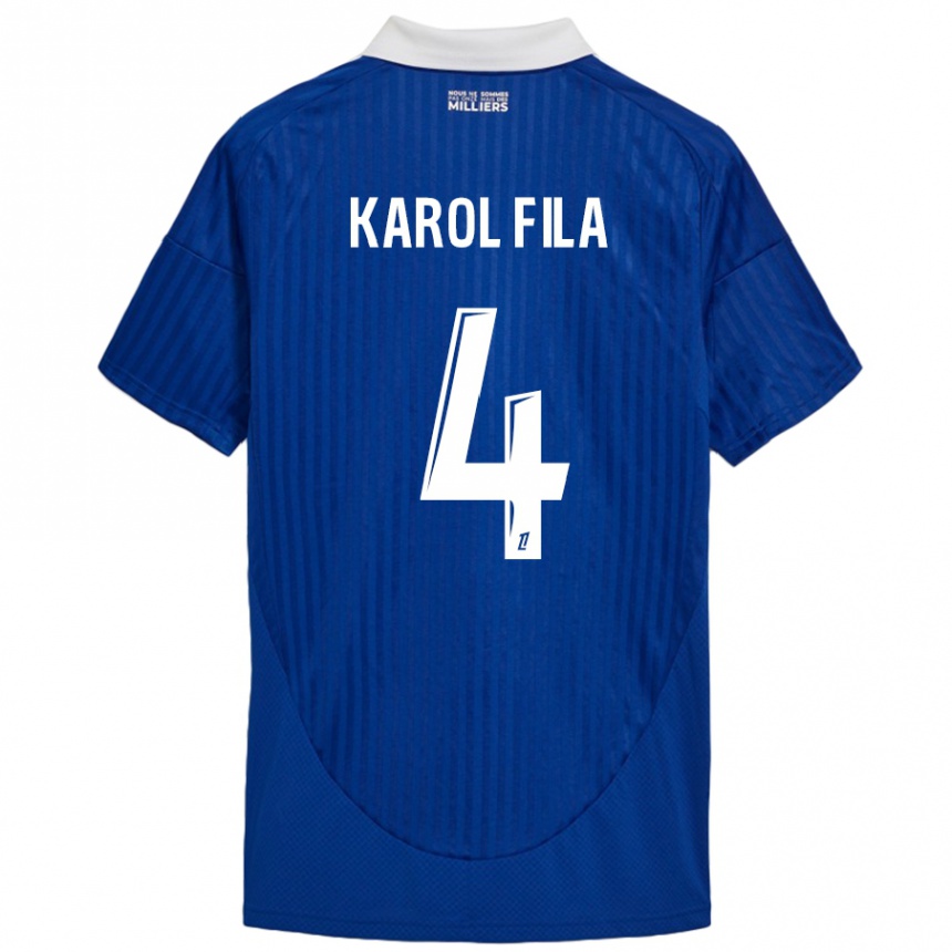 Niño Fútbol Camiseta Karol Fila #4 Azul Blanco 1ª Equipación 2024/25 Perú