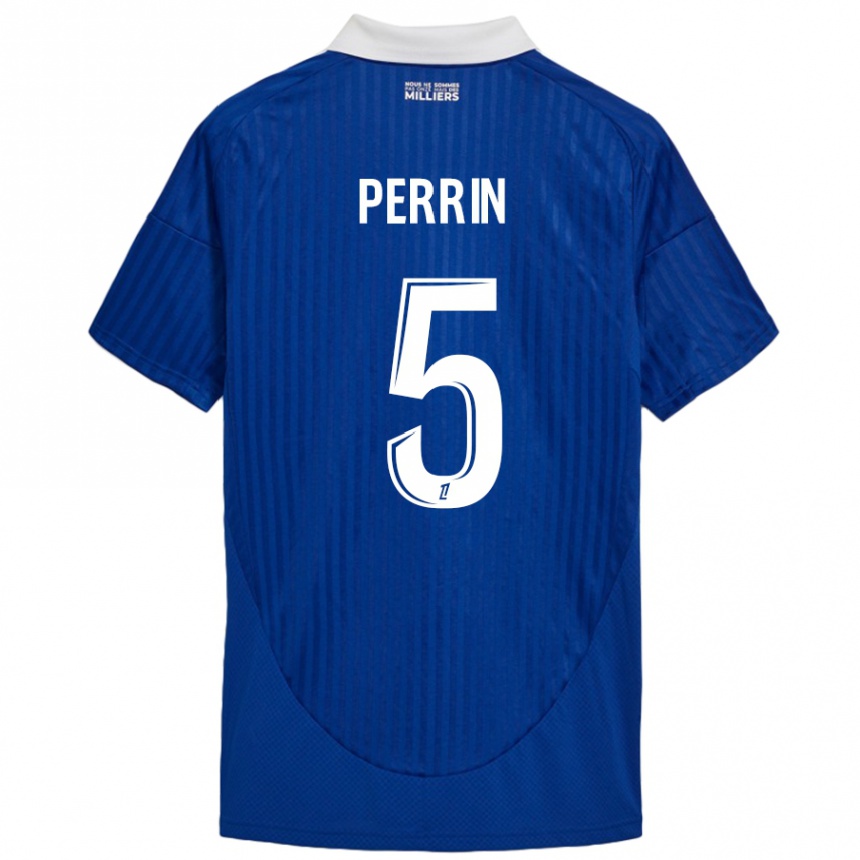 Niño Fútbol Camiseta Lucas Perrin #5 Azul Blanco 1ª Equipación 2024/25 Perú