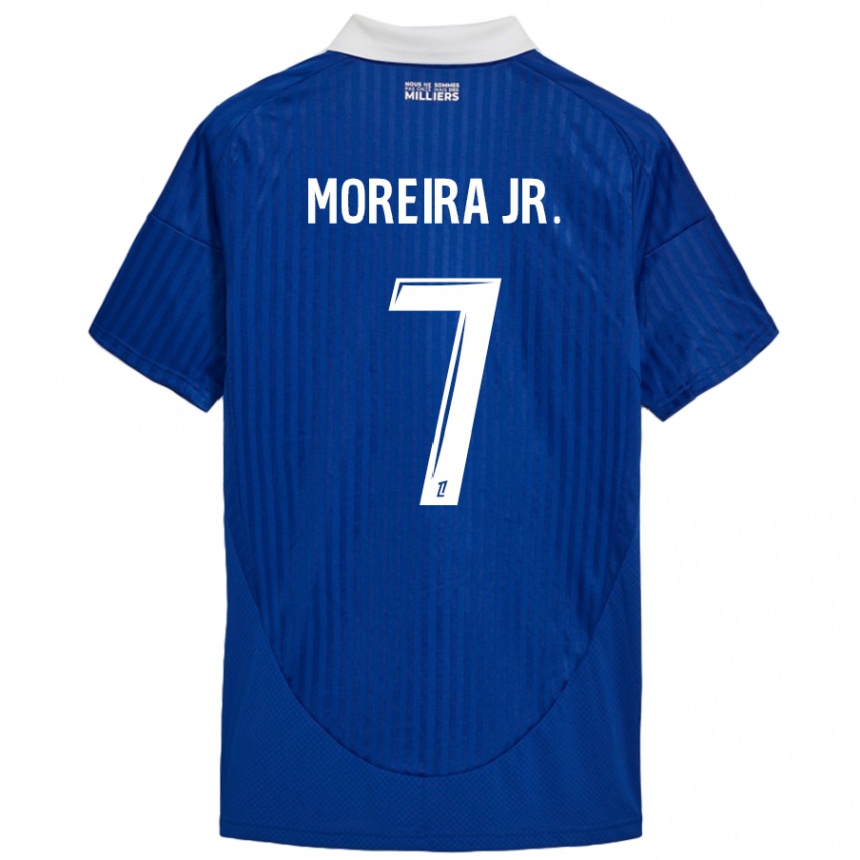 Niño Fútbol Camiseta Diego Moreira #7 Azul Blanco 1ª Equipación 2024/25 Perú