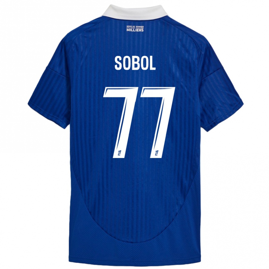 Niño Fútbol Camiseta Eduard Sobol #77 Azul Blanco 1ª Equipación 2024/25 Perú