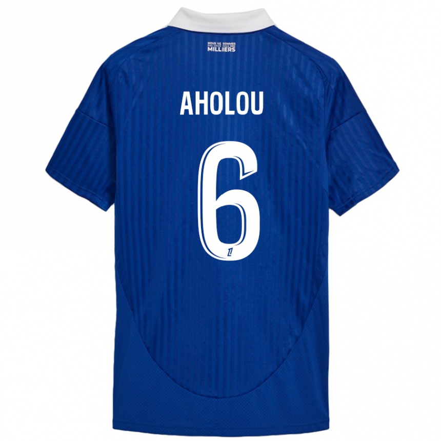 Niño Fútbol Camiseta Jean-Eudes Aholou #6 Azul Blanco 1ª Equipación 2024/25 Perú