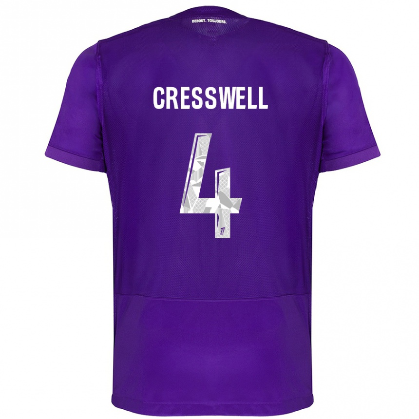 Niño Fútbol Camiseta Charlie Cresswell #4 Morado Blanco 1ª Equipación 2024/25 Perú