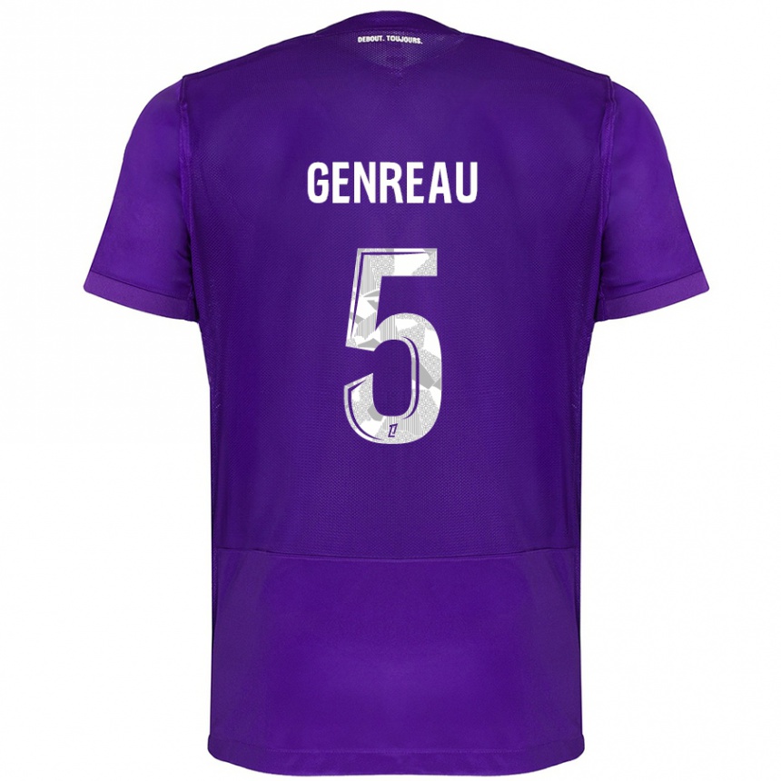 Niño Fútbol Camiseta Denis Genreau #5 Morado Blanco 1ª Equipación 2024/25 Perú