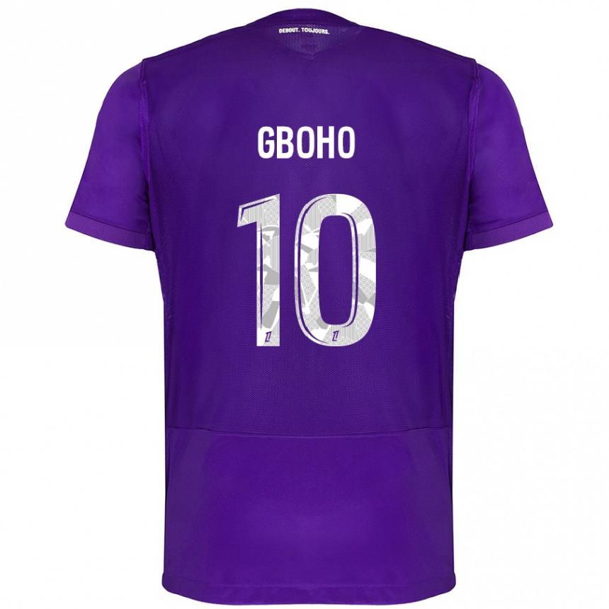 Niño Fútbol Camiseta Yann Gboho #10 Morado Blanco 1ª Equipación 2024/25 Perú