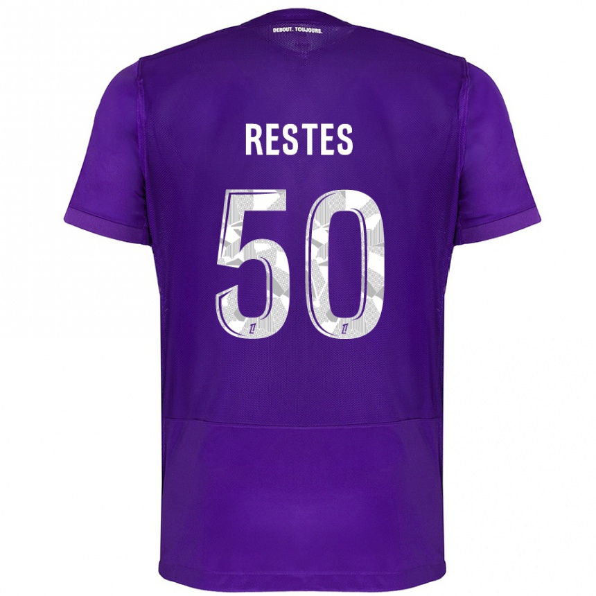 Niño Fútbol Camiseta Guillaume Restes #50 Morado Blanco 1ª Equipación 2024/25 Perú