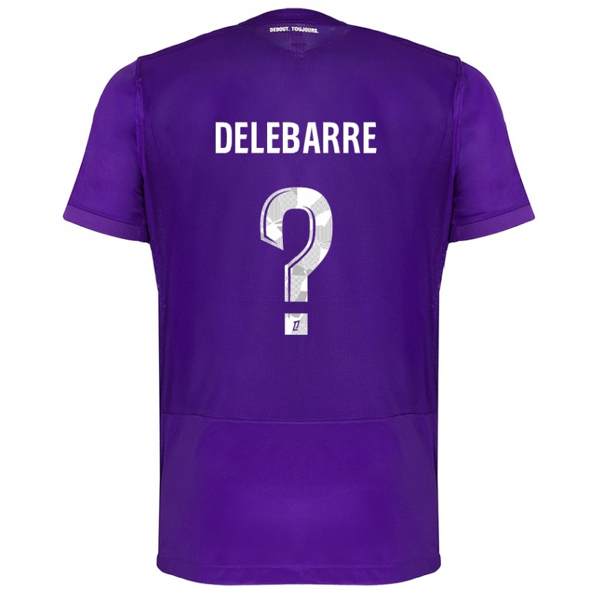 Niño Fútbol Camiseta Mathis Delebarre #0 Morado Blanco 1ª Equipación 2024/25 Perú