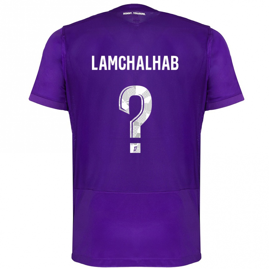 Niño Fútbol Camiseta Merwan Lamchalhab #0 Morado Blanco 1ª Equipación 2024/25 Perú