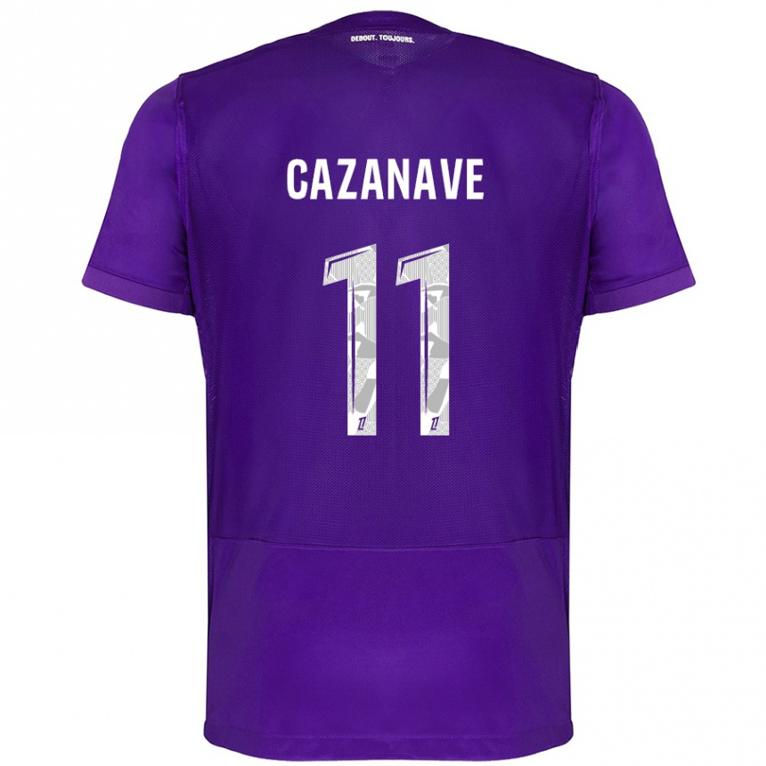 Niño Fútbol Camiseta Julie Cazanave #11 Morado Blanco 1ª Equipación 2024/25 Perú