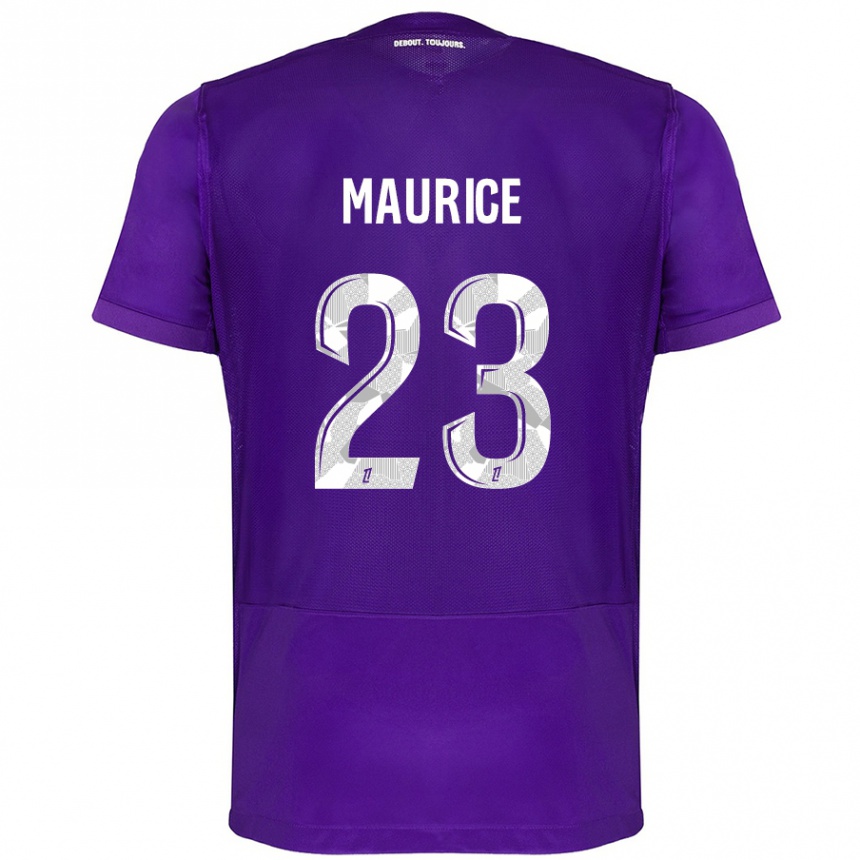 Niño Fútbol Camiseta Sandra Maurice #23 Morado Blanco 1ª Equipación 2024/25 Perú