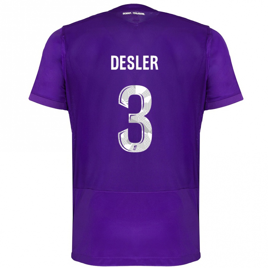 Niño Fútbol Camiseta Mikkel Desler #3 Morado Blanco 1ª Equipación 2024/25 Perú