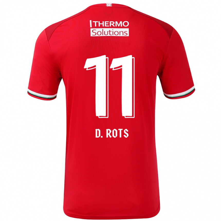 Niño Fútbol Camiseta Daan Rots #11 Rojo Blanco 1ª Equipación 2024/25 Perú