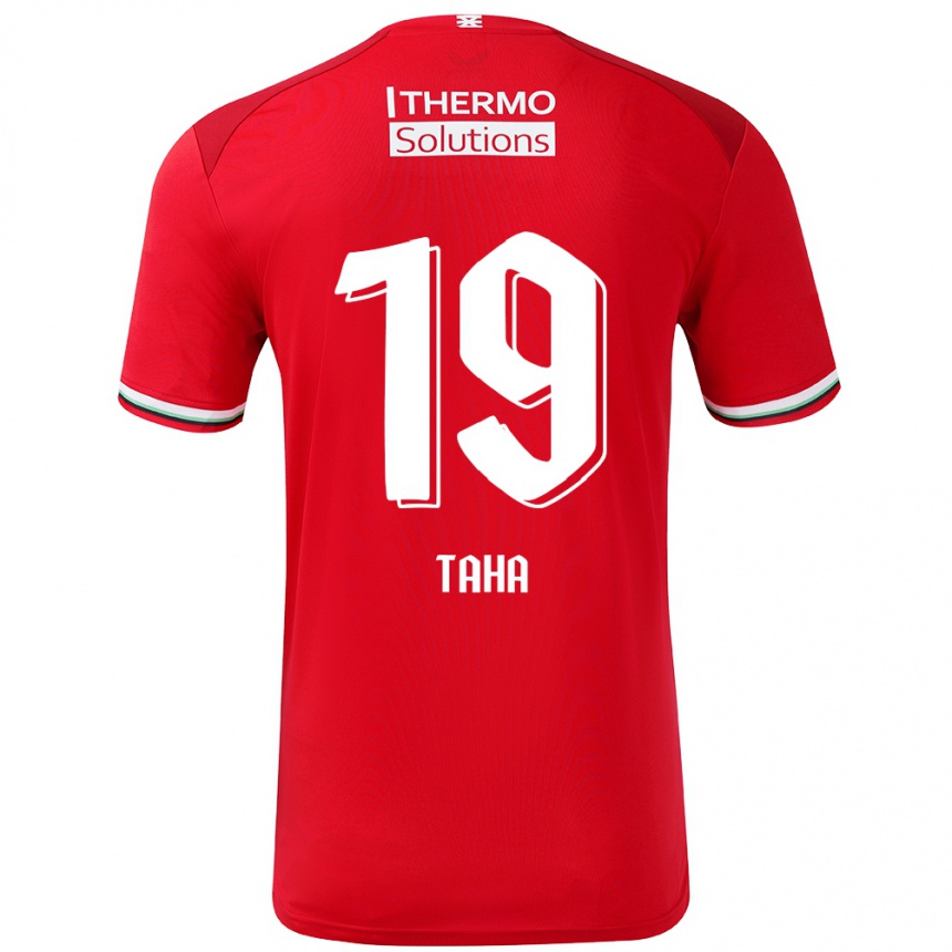 Niño Fútbol Camiseta Younes Taha #19 Rojo Blanco 1ª Equipación 2024/25 Perú