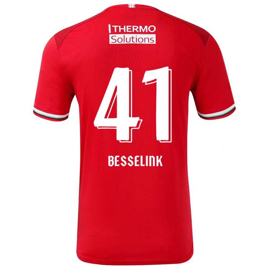 Niño Fútbol Camiseta Gijs Besselink #41 Rojo Blanco 1ª Equipación 2024/25 Perú