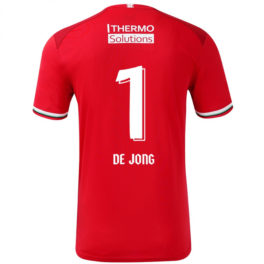 Niño Fútbol Camiseta Daniëlle De Jong #1 Rojo Blanco 1ª Equipación 2024/25 Perú