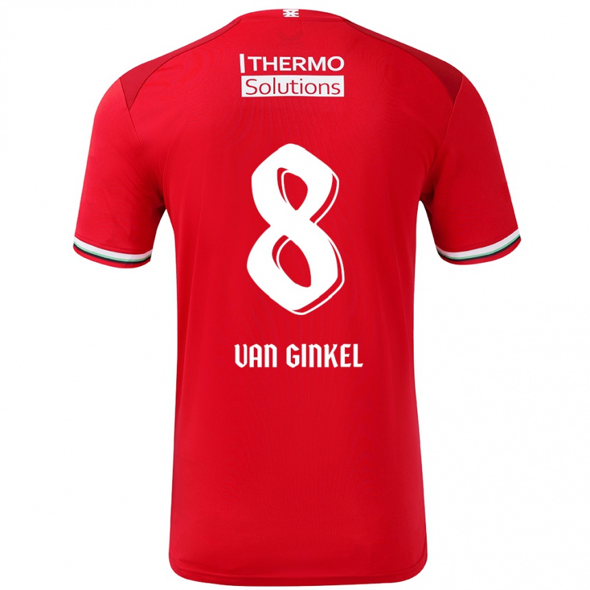 Niño Fútbol Camiseta Danique Van Ginkel #8 Rojo Blanco 1ª Equipación 2024/25 Perú