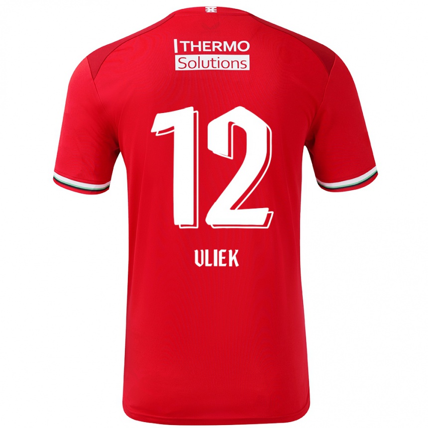 Niño Fútbol Camiseta Leonie Vliek #12 Rojo Blanco 1ª Equipación 2024/25 Perú