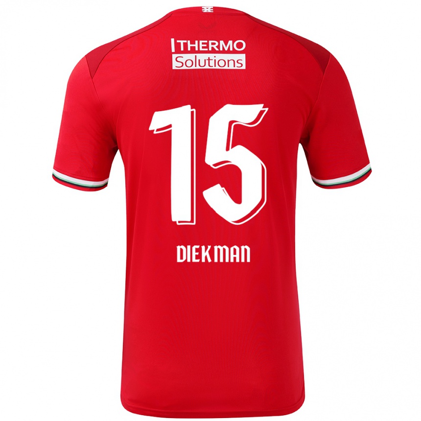 Niño Fútbol Camiseta Jill Diekman #15 Rojo Blanco 1ª Equipación 2024/25 Perú